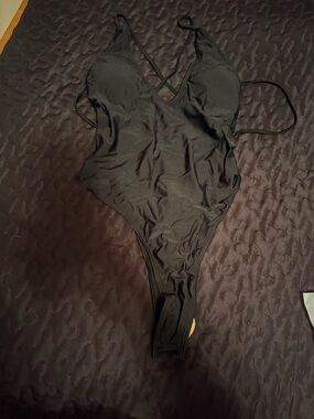 Women’s Black Strappy One-Piece Bodysuit